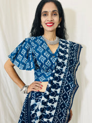 Natural Indigo Dyed Chanderi Silk Saree