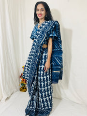 Natural Indigo Dyed Chanderi Silk Saree
