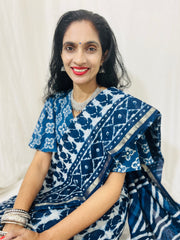 Natural Indigo Dyed Chanderi Silk Saree