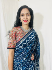 Natural Indigo Dyed Chanderi Silk Saree