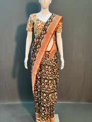 Kalamkari Hand Block Printed Chanderi Silk Saree