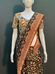 Kalamkari Hand Block Printed Chanderi Silk Saree