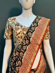 Kalamkari Hand Block Printed Chanderi Silk Saree
