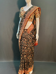 Kalamkari Hand Block Printed Chanderi Silk Saree
