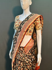 Kalamkari Hand Block Printed Chanderi Silk Saree