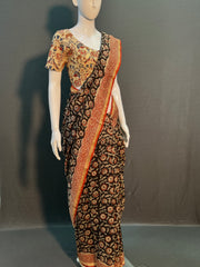 Kalamkari Hand Block Printed Chanderi Silk Saree