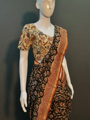 Kalamkari Hand Block Printed Chanderi Silk Saree