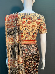 Kalamkari Hand Block Printed Chanderi Silk Saree