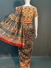 Kalamkari Hand Block Printed Chanderi Silk Saree