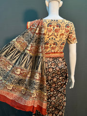 Kalamkari Hand Block Printed Chanderi Silk Saree