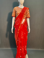 Shibori Needle Art Dyed Chanderi Silk Saree