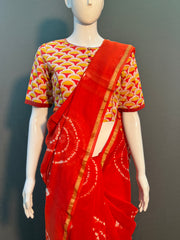 Shibori Needle Art Dyed Chanderi Silk Saree