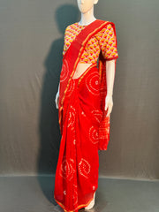 Shibori Needle Art Dyed Chanderi Silk Saree