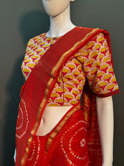 Shibori Needle Art Dyed Chanderi Silk Saree