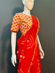 Shibori Needle Art Dyed Chanderi Silk Saree