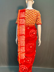 Shibori Needle Art Dyed Chanderi Silk Saree