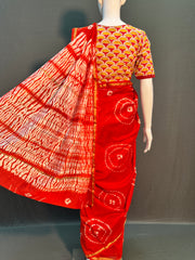 Shibori Needle Art Dyed Chanderi Silk Saree