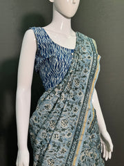 Hand Block Printed Chanderi Silk Saree