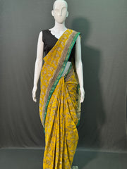 Hand Block Printed Chanderi Silk Saree