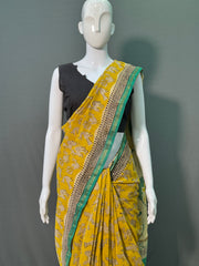 Hand Block Printed Chanderi Silk Saree