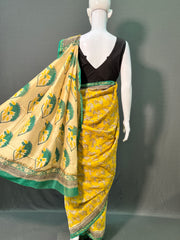 Hand Block Printed Chanderi Silk Saree