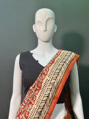 Kalamkari Hand Block Printed Chanderi Silk Saree
