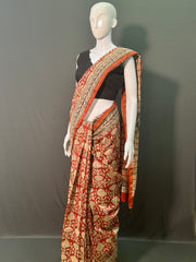 Kalamkari Hand Block Printed Chanderi Silk Saree