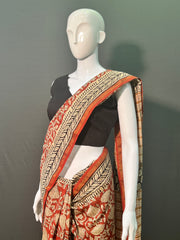 Kalamkari Hand Block Printed Chanderi Silk Saree