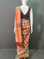 Kalamkari Hand Block Printed Chanderi Silk Saree