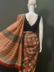 Kalamkari Hand Block Printed Chanderi Silk Saree