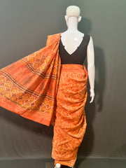 AJRAKH DABO Hand Block Printed Chanderi Silk Saree