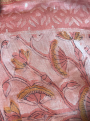 AJRAKH DABO Hand Block Printed Chanderi Silk Saree