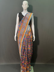 SANGANERI Hand Block Printed Chanderi Silk Saree