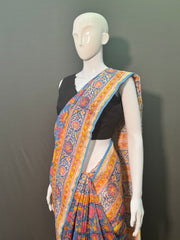 SANGANERI Hand Block Printed Chanderi Silk Saree