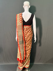 Hand Block Printed Chanderi Silk Saree