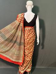 Hand Block Printed Chanderi Silk Saree