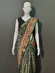 Hand Block Printed Maheshwari Silk Saree
