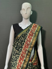 Hand Block Printed Maheshwari Silk Saree