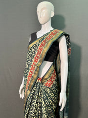 Hand Block Printed Maheshwari Silk Saree