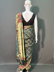 Hand Block Printed Maheshwari Silk Saree