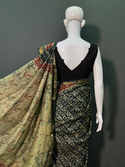 Hand Block Printed Maheshwari Silk Saree