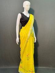 Hand Brush Painted Cotton Linen Saree