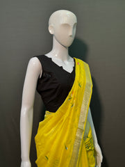 Hand Brush Painted Cotton Linen Saree