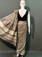 Hand Block Kashish Printed Cotton Linen Saree