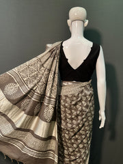 Hand Block Kashish Printed Cotton Linen Saree