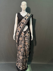 Batik Printed Cotton Linen Saree