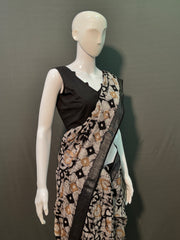 Batik Printed Cotton Linen Saree