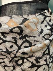 Batik Printed Cotton Linen Saree