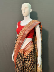 Kalamkari Printed Cotton Linen Saree