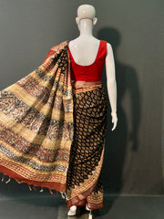 Kalamkari Printed Cotton Linen Saree